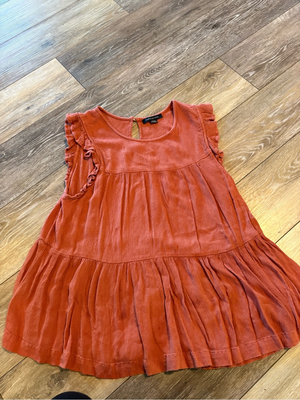 American Eagle Outfitters Rust Orange Ruffle Tank Top